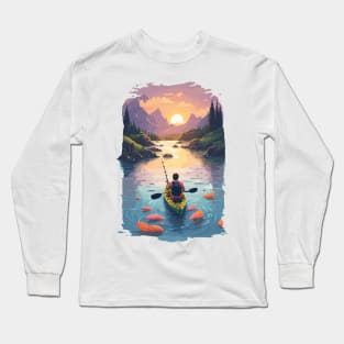 Outdoor adventure man in a kayak boat Long Sleeve T-Shirt